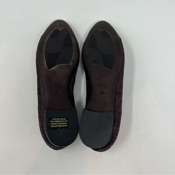 AGL Metallic Leather Flats Shoes Women Size 6 Holiday Winter Work Travel - Picture 8 of 8